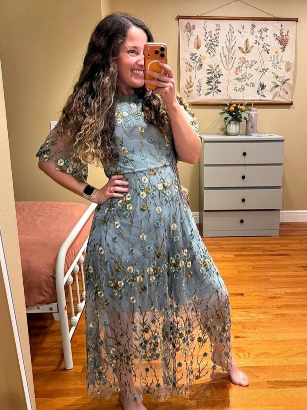 Baltic Born Arabella Dress Floral Maxi Dress in Blue & Gold Size XS NWT